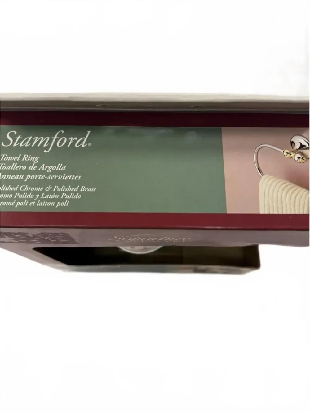 Signature Bathware Stamford Towel Ring, Polished Chrome & Polished Brass Finish